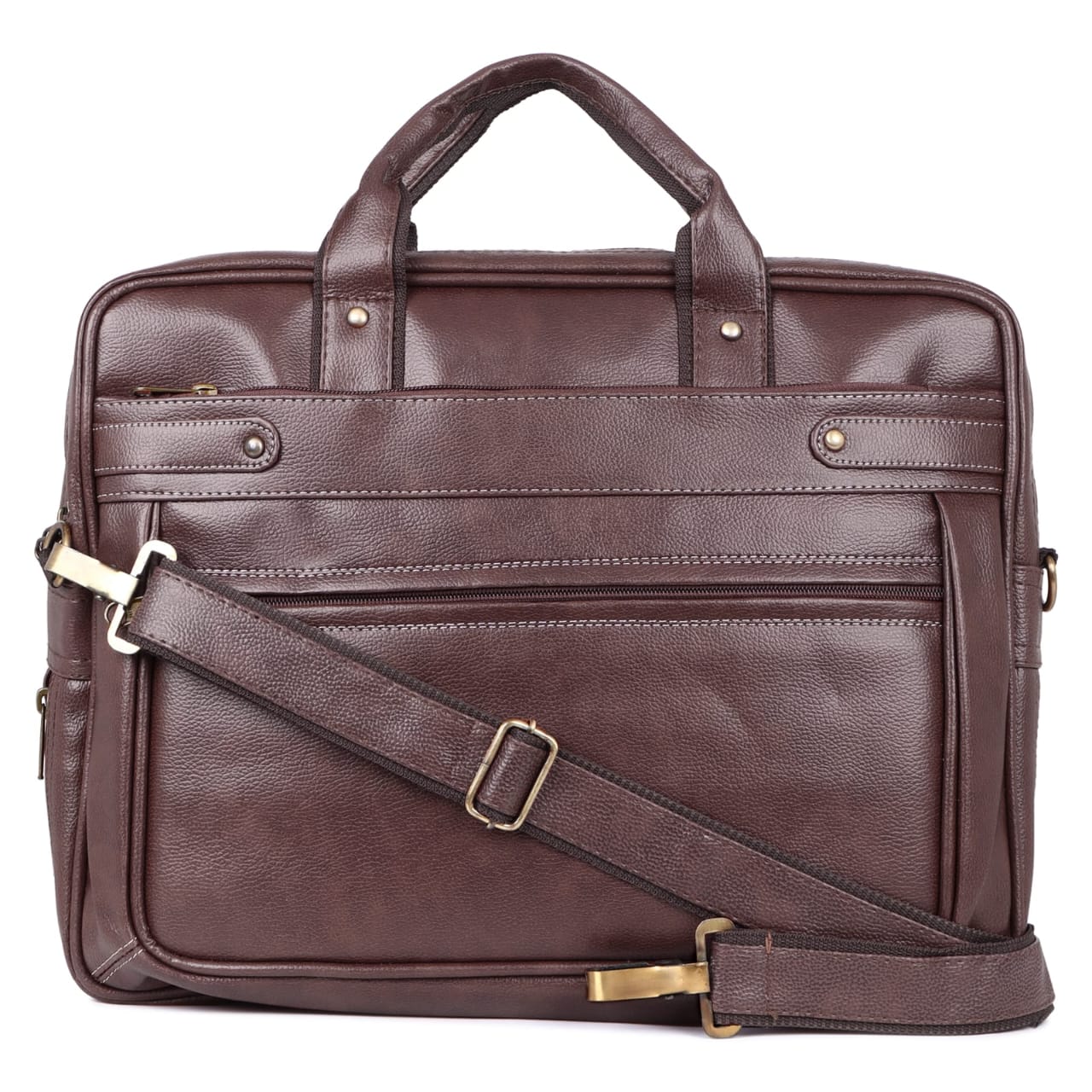Premium Brown Leather Laptop Briefcase / Office Work Bag